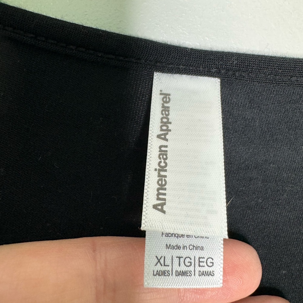 American Apparel Black Long Sleeve Wrap-Front Bodysuit - Picture 2 of 6